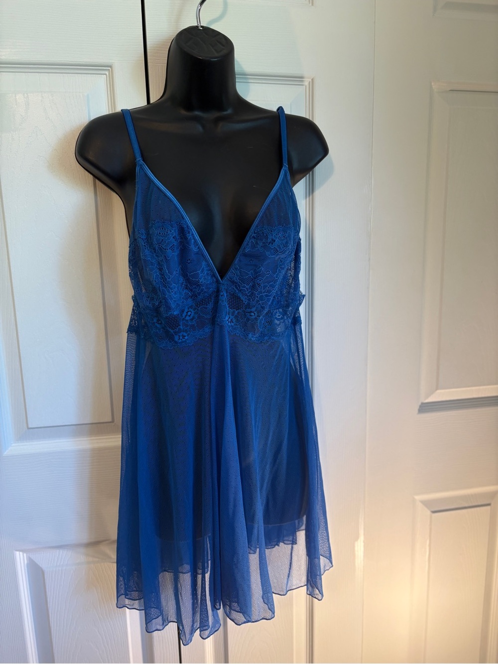 La Vie En Rose Royal Blue Lace & Mesh Chemise